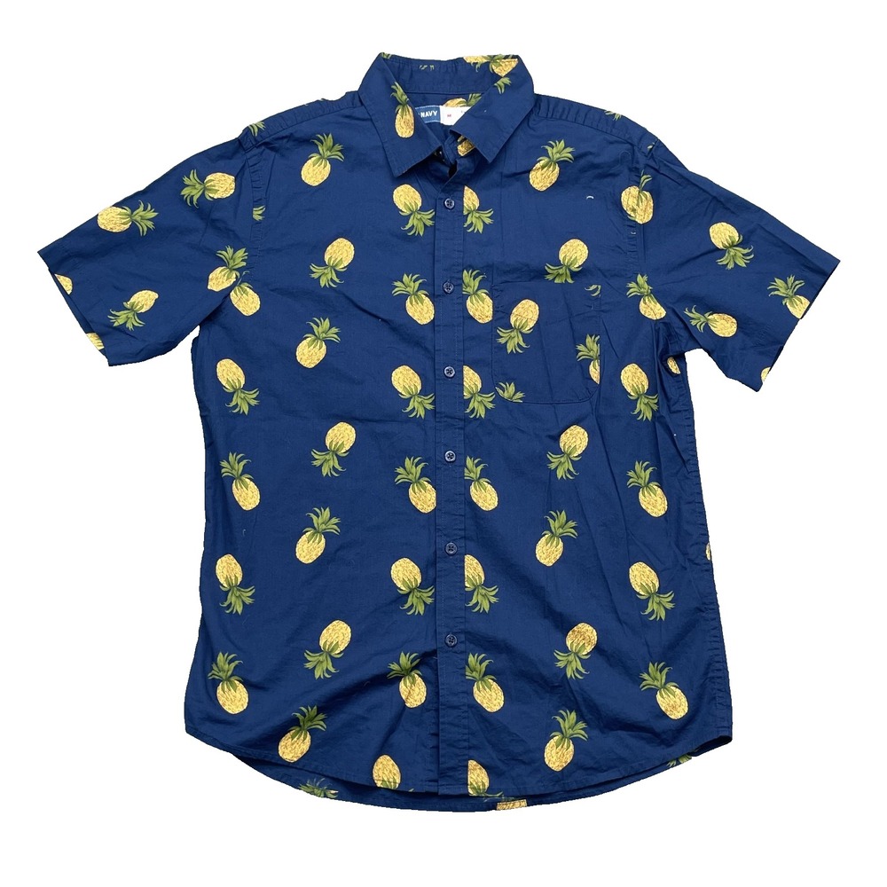 Old Navy Shirt Men's Medium Pineapple Outdoor Academia Coastal Preppy Summer 90s